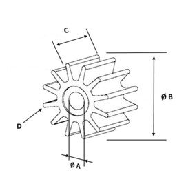 Impeller suitable for Johnson/Evinrude 9.9/15HP (386084)